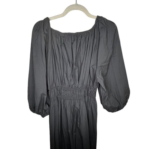 Madewell Black V-Neck Balloon-Sleeve Maxi Dress Size 6 Cinched Waist Pockets NWT - Picture 7 of 9